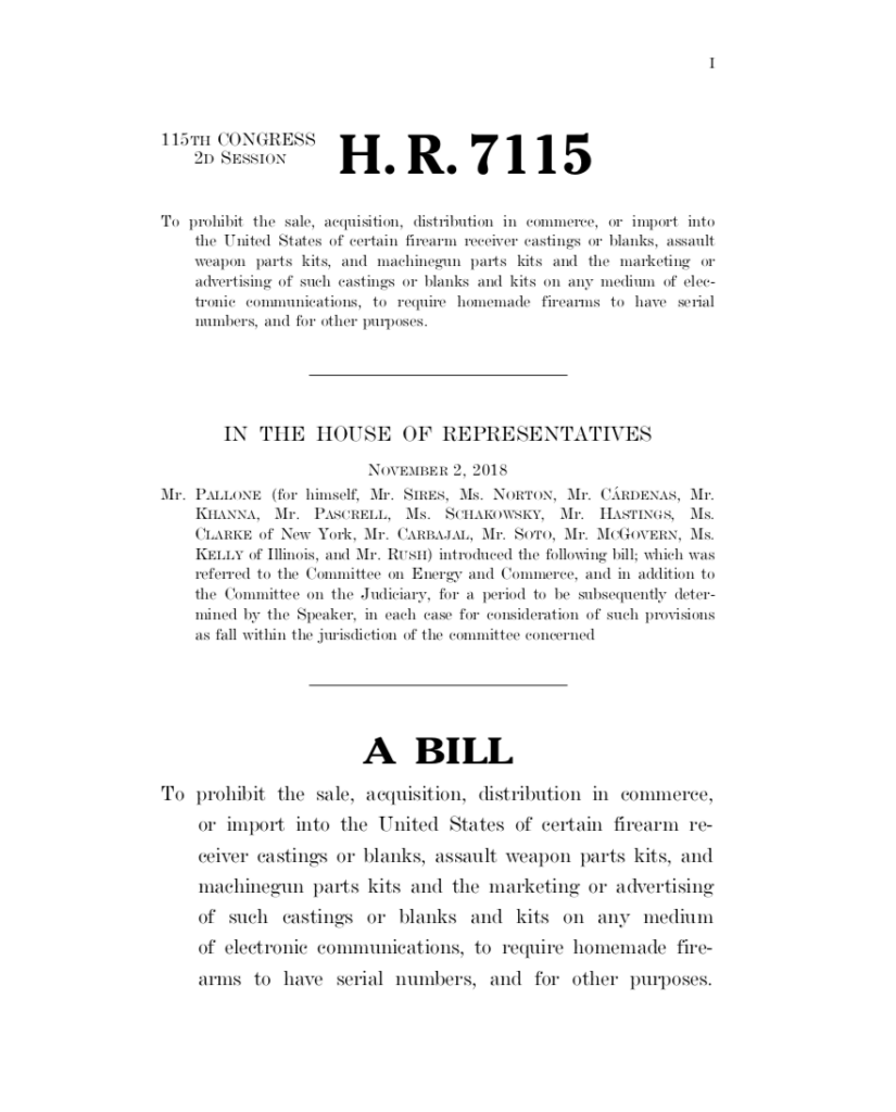 HR 7115 3d Firearm Prohibition