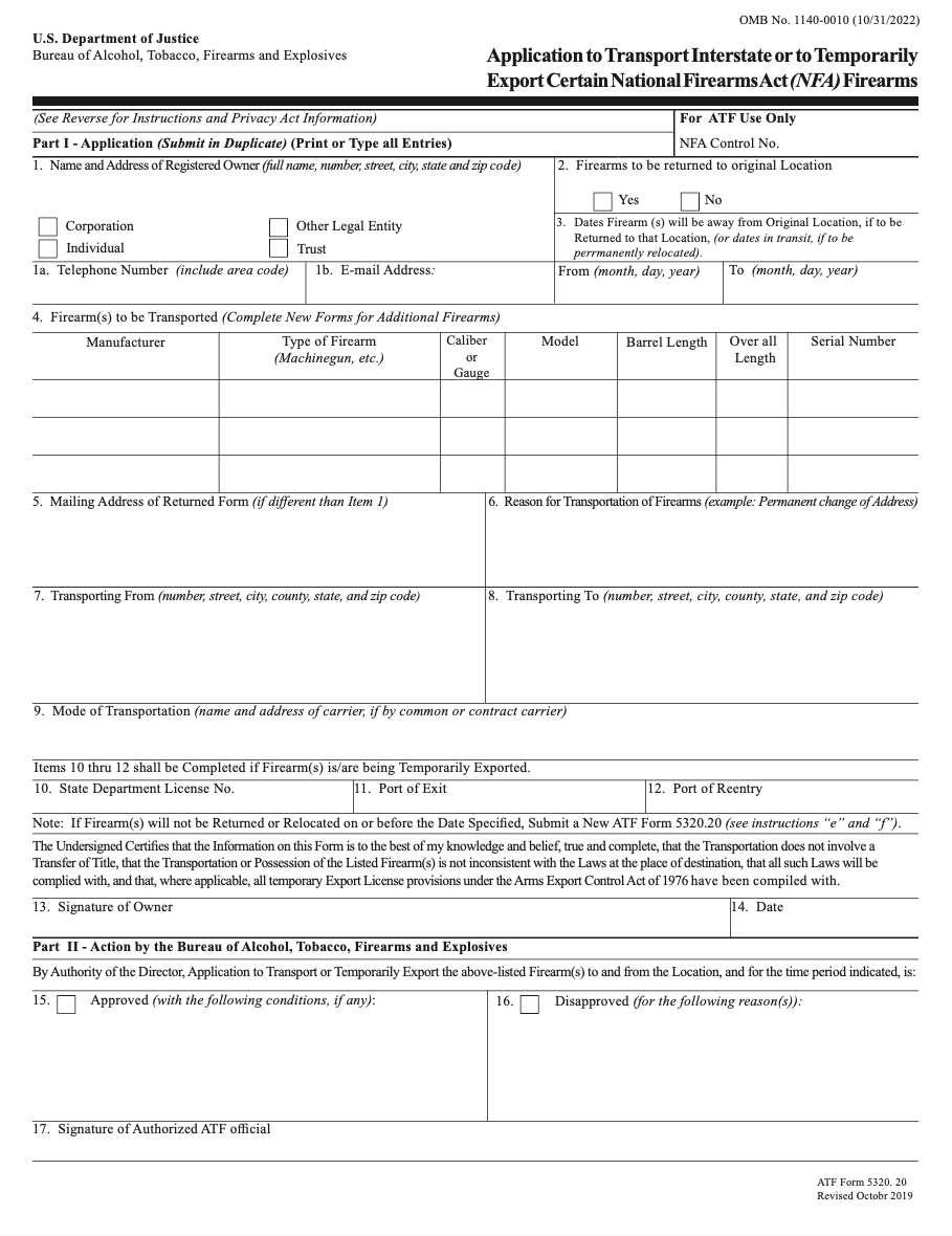ATF 5320.20 Application